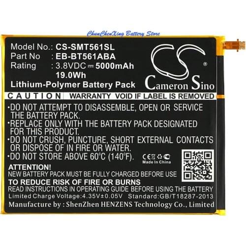 Cameron Sino 5000mAh Battery EB-BT561ABA, EB-BT561ABE for Samsung SM-T560, SM-T561, SM-T565, Galaxy Tab E Nook Edition 9.6