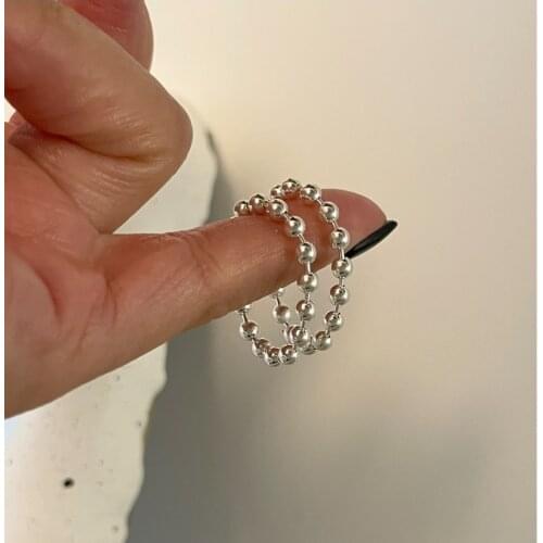 Amaiyllis 925 Sterling Silver Minimalist Round Bead Ring Simple Personality Wild Girl Index Finger Ring Jewelry Gift