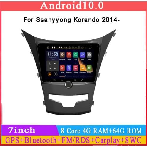 Android10 car radio stereo multimedia player for ssang yong korando 2014 2015 2016 car headunit gps navigation Carplay WiFi