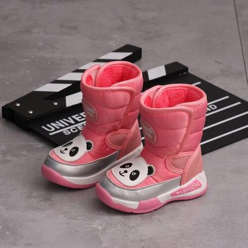 Winter Kids Snow Boots Plush Warm Little Girl Shoes Cartoon Animal Ankle Boots Anti-slip Baby Girl Shoes Student Boots SMM017