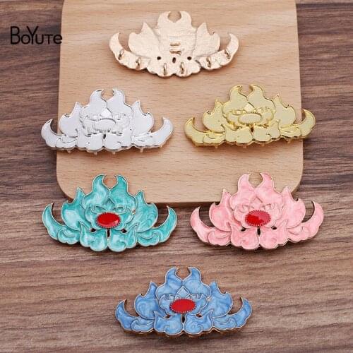 BoYuTe (10 Pieces/Lot) 31*54MM Dripping Oil Fire Lotus with 6 Loops at Back Handmade DIY Alloy Jewelry Accessories