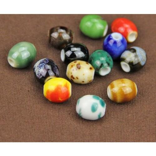20Pcs 11*12mm Chinese Ceramic Beads Handmade Glaze Porcelain Spacer Loose Beads Fit DIY Bracelet Necklace Accessories Making