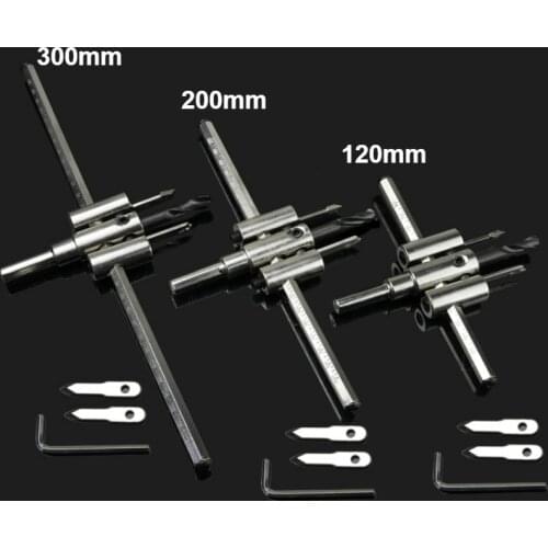 Woodworking Reamer 30-300mm Adjustable Metal Wood Circle Hole Saw Drill Bit Cutter Kit DIY Tool