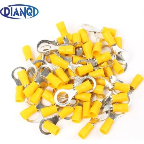 DIANQI RV5.5-10 Yellow Ring insulated terminal suit 4-6mm2 Cable Wire Connector 50PCS/Pack cable Crimp Terminal