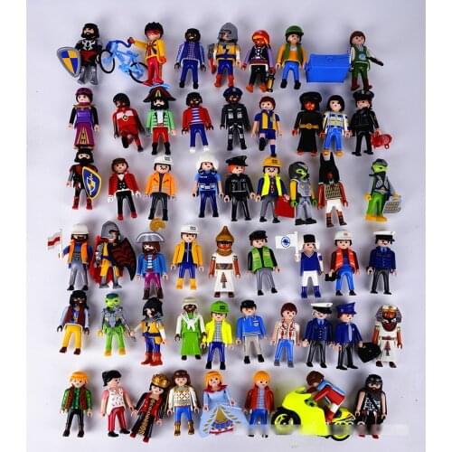 5PCS Playmobil Figurines Fille Enfant Mini Action Figure Toys 3CM 5CM 7CM Playmobil Knights Soldiers Military Figures