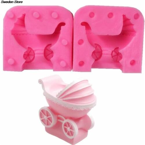 Baby Stroller Candle Resin Clay Silicone Soap Molds Birthday Fondant Cake Decorating Tools Chocolate Cake Baking Moulds