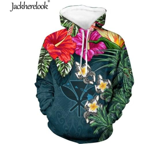 Jackherelook Kanaka Maoli Turtle Hibiscus Print Long Sleeves Hooded For Womens Warm Tops Streetwear Female Clothing Sweatshirts