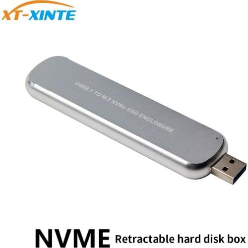 USB3.0 M.2 SSD Case for PCI-E NVME M Key Retractable USB Type-A m2 2242/2260/2280 HDD Enclosure Portable External Hard Drive Box
