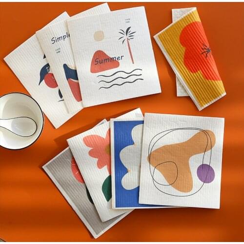 Creative Kitchen Dish Towel Nordic Simple Thickened Water-Absorbent Non-Oil Rag Bamboo Fiber Wood Pulp Cotton Dish Cloth