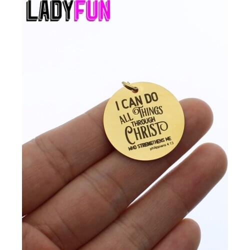 Ladyfun Customizable Stainless Steel Charm CHRIST Pendant I can do all things through Christ ... Charms for jewelry making