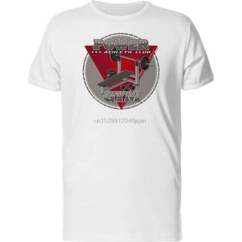 Gym Logo With Bench And Barbell Mens Cotton Tee Shirt Free Style