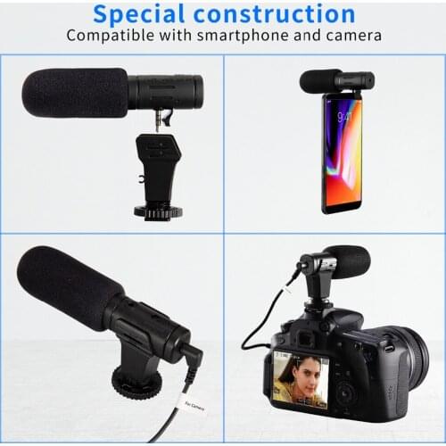 MIC-07 Super 3.5mm Stereo Microphone VLOG Photography Interview Digital HD Video Recording Microphone for Smartphone and Camera