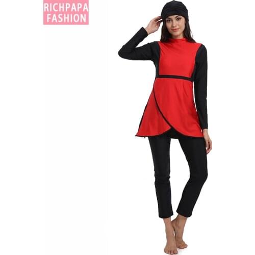 Muslim Swimsuit Plus Size Islamic Swimwear Surf Wear Sport Burkinis Women Full Hijab Modest muslimah Female Bathing 4XL