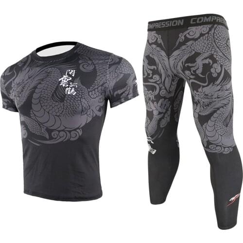 Men Breathable Tight Compression Running Set Gym Fitness Workout Pants Sports Jogging Leggings Outdoor Sport wear Suit for Male