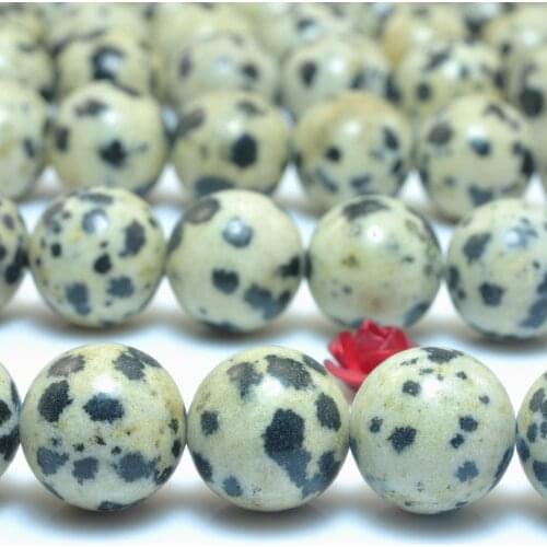 Natural Dalmatian Jasper Smooth Round Loose Beads Wholesale Gemstone Semi Precious Stone Bracelet Necklace Diy Jewelry Making