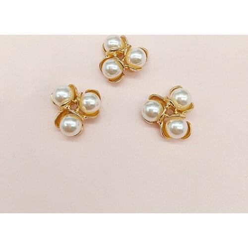 New Three Pearl Flower Plate Diamond Buckle Alloy Accessories DIY Handmade Hair Accessories Bracelet Earrings Jewelry Materials