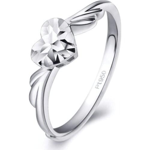 Solid platinum 950 Ring Wdith 4mm Smooth Loving Heart Adjustable Open Ring US Size 5-8 About 2.5g