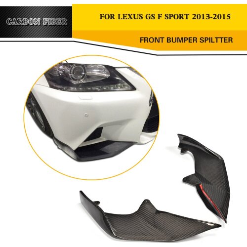 Carbon fiber front bumper flaps apron lip Spoiler splitters for Lexus GS F Sport Sedan 4 Door Only 13-15 GS350 Black FRP