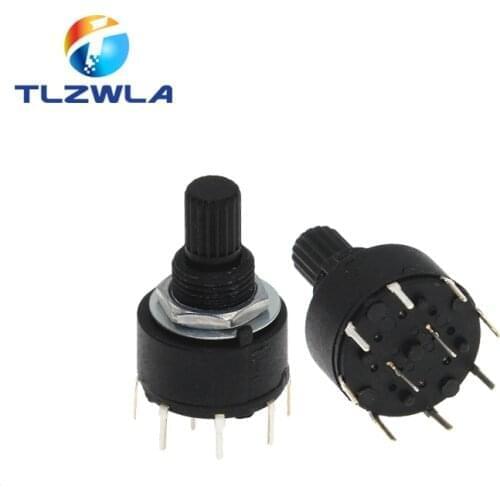 1PCS RS16 Plastic 16MM Rotary Band Switch 2 Pole 3 4 Position 1 Pole 5 6 8 Position Handle Length 15MM Axis Band Switch