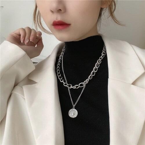 Exaggerated double necklace female collarbone chain sweater chain new 2021 hoodie chain fold neck chain