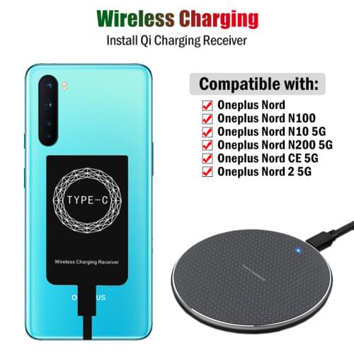Phone Qi Wireless Charging for Oneplus Nord N100 Nord N10 5G Wireless Charger Pad+USB Type-C Receiver Charging Adapter