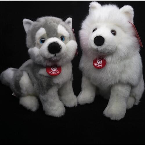 Lifelike Samoyed Stuffed Toys Siberian Husky Plush Toys Simulation Dog Puppy Plush Animals Toy Gifts For Children