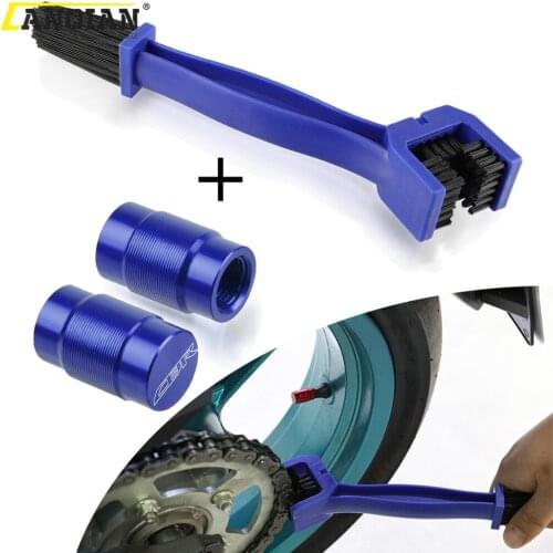 Motorcycle Chain Cleaning Maintenance Brush Vehicle Wheel Tire Valve Stem Caps For Honda CBR600RR CBR954RR CBR1000RR FIREBLADE