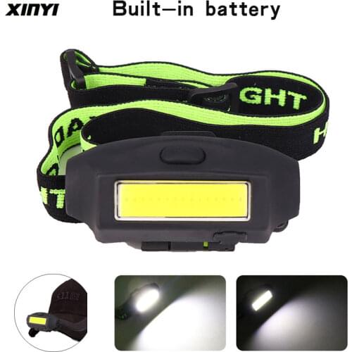 Super bright Built-in battery LED headlamp COB work light 2 light mode Waterproof headlight Cap lamp suit for fishing, camping