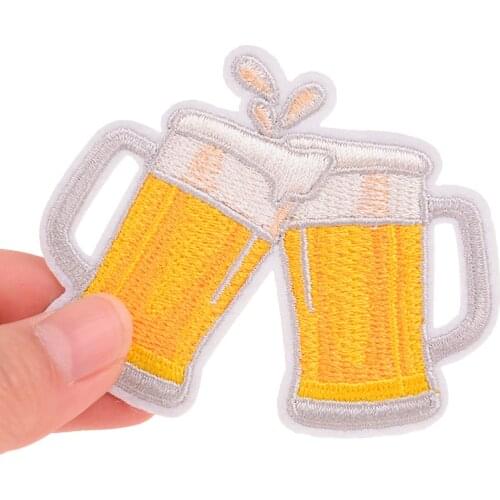 Diy embroidery beer badge iron on patch deal with it biker patches for clothes stickers fabric Clothing girls