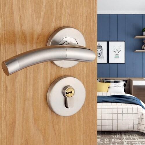 Stainless steel door lock bedroom split handle room door lock bathroom silent mechanical lock set