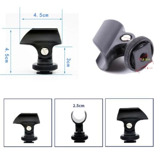 Microphone Clip Stand 19mm Plastic Mic Holder Clip with Hot Shoe For DSLR Camera K1AB