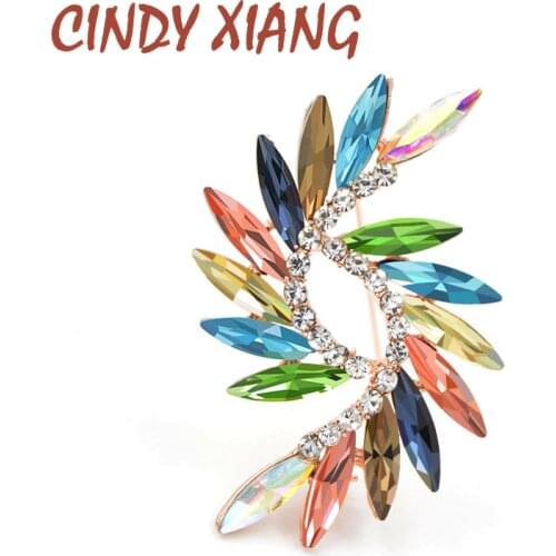 CINDY XIANG New 2018 Colorful Style Crystal Brooches For Women Spring Style Simple Design Fashion Jewelry Wedding Accessories
