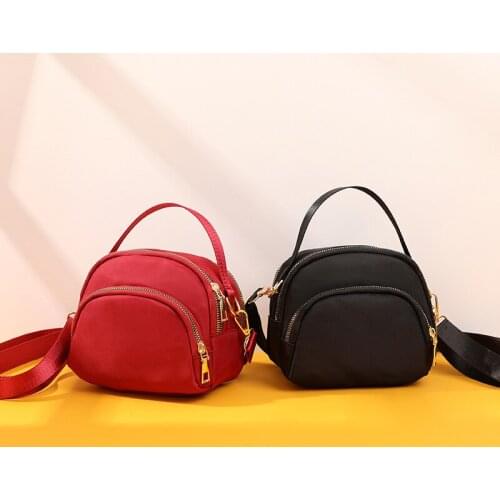 Women Fashion Solid Color Multi-pocket Zipper Nylon Shoulder Bag Female Messenger Crossbody Bag Ladies Travel Mobile Phone Bag