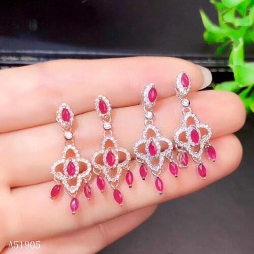 KJJEAXCMY boutique jewelry 925 sterling silver inlaid natural ruby female luxury earrings support detection