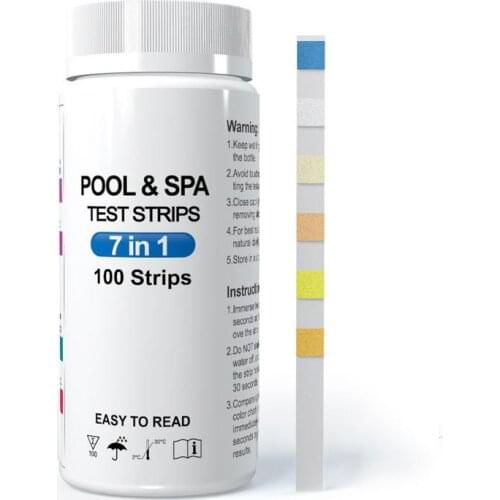 100pcs Spa Water Pond Quality Test Strips 7-In-1 Pool Spa Test Kit PH Value Alkalinity Hardness Test For Swimming Pool