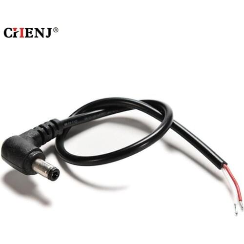 2PCS DC Tip Power Plug Jack Connector 5.5 X 2.1mm Male Right Angle Cord Cable