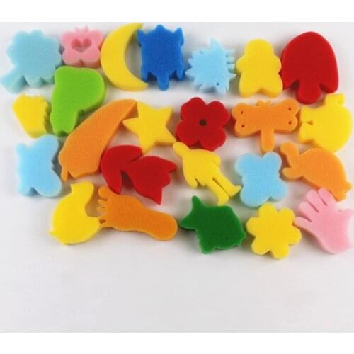 24Pcs Painting Sponge Set DIY Painting Tool Colorful Assorted Sponge Children Painting Art Craft Kids Education Toy