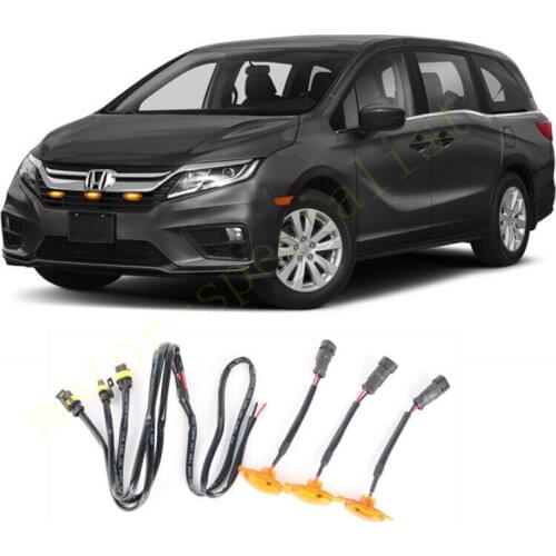 3pcs LED Car Front Grille LED Amber Light Raptor Style Light Kit Decor W/ Wire Speed For Honda Odyssey 2018-2021