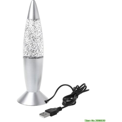 3D Rocket Multi Color Changing Lava Lamp RGB LED Glitter Night Light Gift