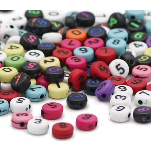 Mixed Numbers Acrylic Flat Round Digital Loose Spacer Beads For Jewelry Making 4x7MM Handmade DIY Bracelet Necklace Accessories