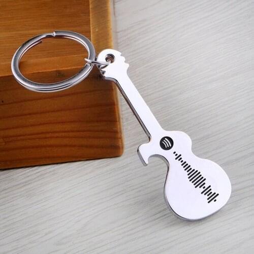 Custom Spotify Scan Code Guitar Keychain Personalized Music Code Beer Open Keyrings Fashion Jewlry for Men Birthday Lovers Gift