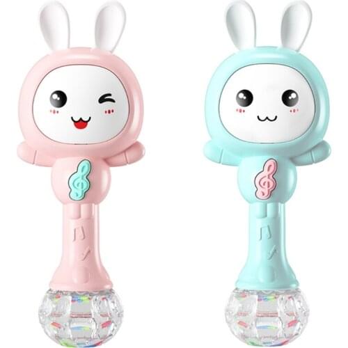 Baby Rattle Toys Music Cute Rabbit Hand Bells Kids Cartoon Rabbit Toys Sleeping Accompany Cute Shaped Tumbler Rattle