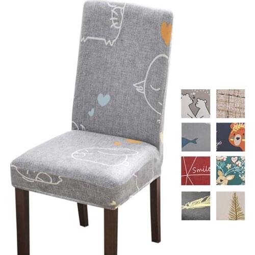 Spandex Elastic Chair Slipcover Cartoon Printed Stretch Chair Cover for Dining Room Modern Anti-dirty Banquet Kitchen Seat Case