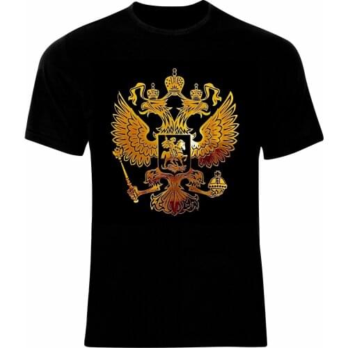 Russia Double Head Eagle Badge Russian National Emblem T-Shirt. Summer Cotton O-Neck Short Sleeve Mens T Shirt New S-3XL