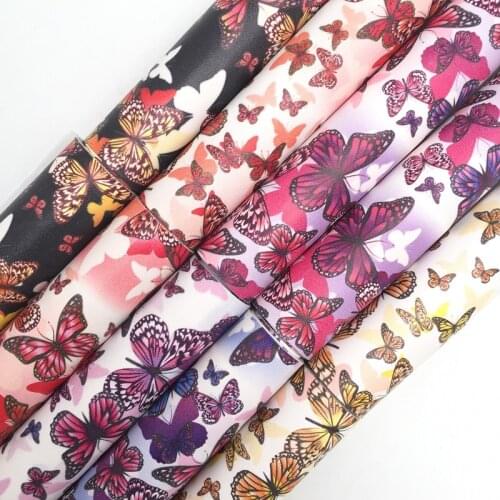 Butterflies Printed Litchi Synthetic Faux Leather Sheets Felt Backing Vinyl Fabric For Bows Earrings Bags Shoes DIY FZ149