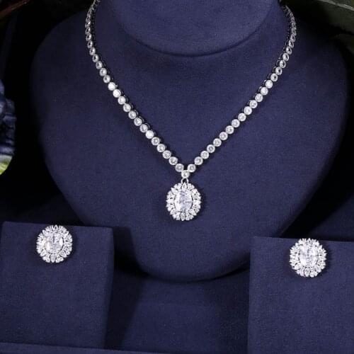 Jankelly Nigeria 2pcs Bridal Zirconia Jewelry Sets For Women Party, Luxury Dubai Nigeria CZ Crystal Wedding Jewelry Sets