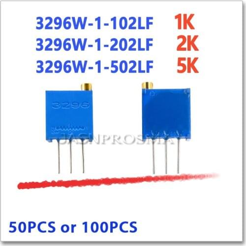JASNPROSMA 3296W 50PCS 100PCS 1K 2K 5K 102 202 502 Precision Adjustable W 3296W-1-102LF 3296W-1-202LF 3296W-1-502LF OHM