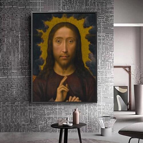 Classical Famous Painting Hans Memling Christ Blessing On Canvas Art Posters and Prints Wall Art Pictures for Living Room Decor