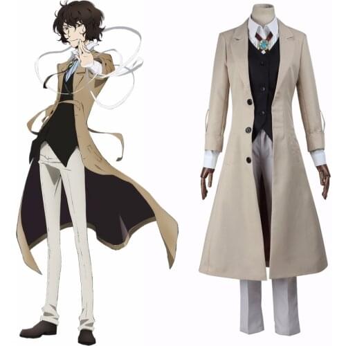 Cosplaydiy Custom Made Japanese Anime Bungo Stray Dogs Dazai Osamu Cosplay Costume Stray Dogs Cosplay L0516