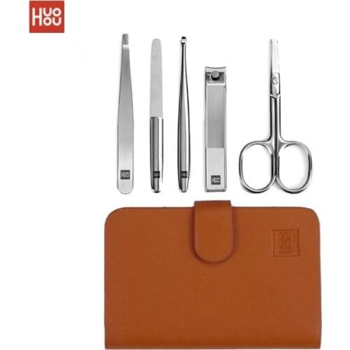 Youpin HUOHOU Stainless Steel Nail Clipper Beauty Scissors Tweezer Curette Stainless Steel Nail Clippers Set 5PCS/Set